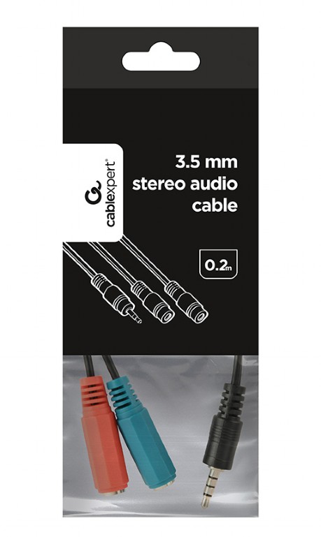 Cablexpert 3.5mm audio + microphone adapter cable 0.2m Black CCA-417