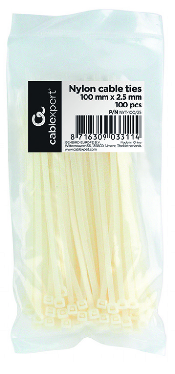 Cablexpert Nylon cable ties 100mm 2.5mm width bag of 100 pcs NYT-100/25