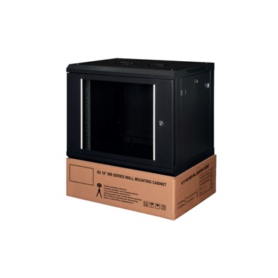 Steel Επίτοιχη καμπίνα 18U με βάθος 450mm ''Flat Pack'' Μαύρη STEEL-18U6045-BL-F