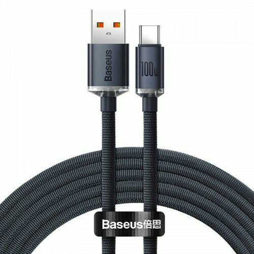 Baseus Crystal Shine Braided USB 2.0 Cable USB-C male - USB-A male Μαύρο 2m CAJY000501