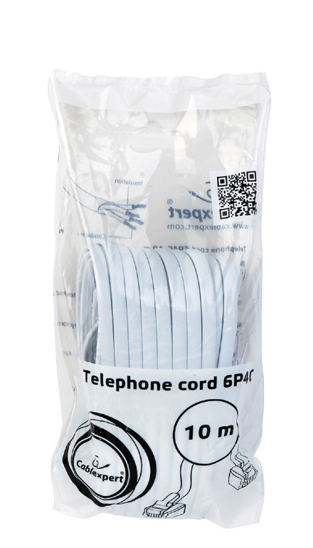 Cablexpert Telephone cord 6P4C 10m ΛΕΥΚΟ TC6P4C-10M