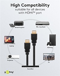 GOOBAY καλώδιο HDMI με Ethernet, soft, 4K/60Hz, 18 Gbps, 3m, μαύρο 80104