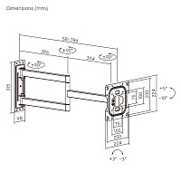 BRATECK επιτοίχια βάση τηλεόρασης 23-43, έως 50kg, full motion LPA95-223L