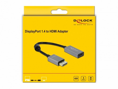 Delock ADAPTER 1.4 DISPLAY PORT M/ HDMI F 4K/60Hz ACTIVE 66436