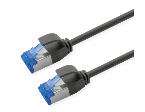 Roline SFTP 3m Cat6a μαύρο Slim PoE Cu 15,4W Pimf LSZH
