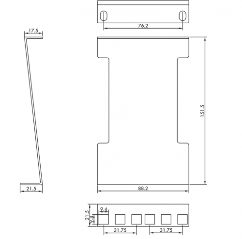 VALUE 19" Rack Depth Extender, 2 pcs, 2U, metal, 151.5mm