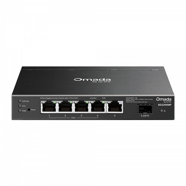 Tp-Link SWITCH 5-Port Gigabit+ 1*Gigabit SFP+ Smart Managed  4Port PoE+  63W PoE Power Desktop Steel Case