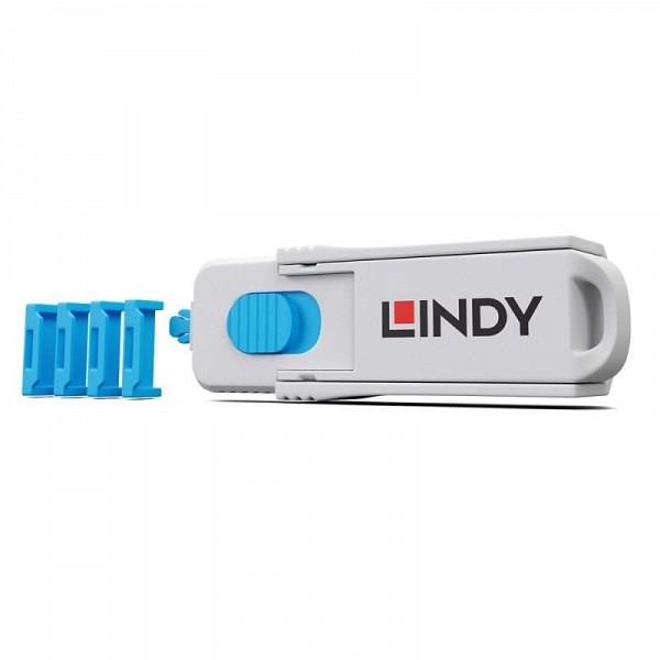 Lindy Port Blocker HDMI (1 key + 4 x blocks) Blue