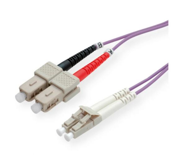ROLINE Fibre Optic Jumper Cable, 50/125µm, LC/SC, OM4, violet, 2 m