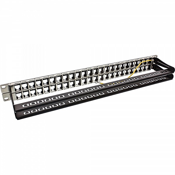 InLine® Patch Panel 19 1U 48-door, for RJ45 Snap-In Keystone, black