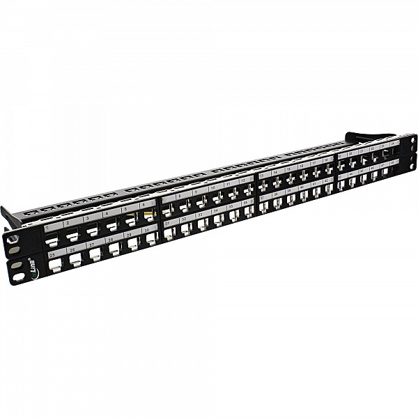 InLine® Patch Panel 19 1U 48-door, for RJ45 Snap-In Keystone, black