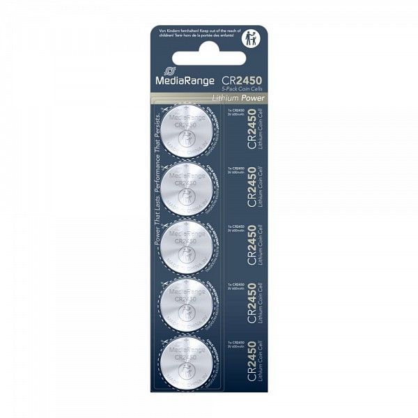 Μπαταρία Λιθίου MediaRange Coin Cells CR2450 3V (5 Pack) (MRBAT138)