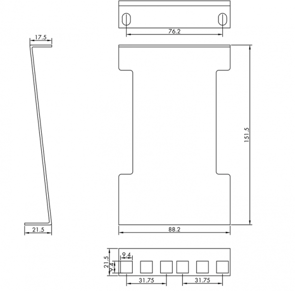 VALUE 19 Rack Depth Extender, 2 pcs, 2U, metal, 151.5mm