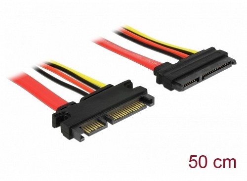 Delock SATA Cable 6 Gb/s 22 pin plug > SATA 22 pin (5 V + 12 V) 50cm 84361