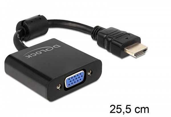 Delock CONVERTER HDMI M TO VGA F with Ferrite (L:25cm) 65512