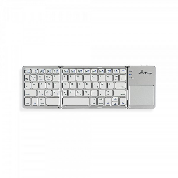 MediaRange Fordable and Rechargeable Bluetooth keyboard 64 keys with touchpad Silver (MROS133-GR)