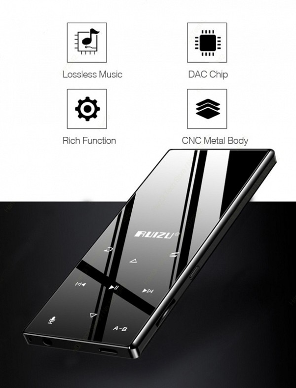 RUIZU MP3 player D29 με ηχείο, 1.8, 16GB, BT, ελληνικό μενού, μαύρο D29-16GB