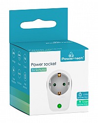 POWERTECH αντάπτορας ρεύματος PT-996, 1 θέση schuko, 16A, 3680W, λευκός PT-996