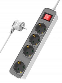 POWERTECH πολύπριζο ασφαλείας 4x schuko, 16A, 1.4m, λευκό PT-1056