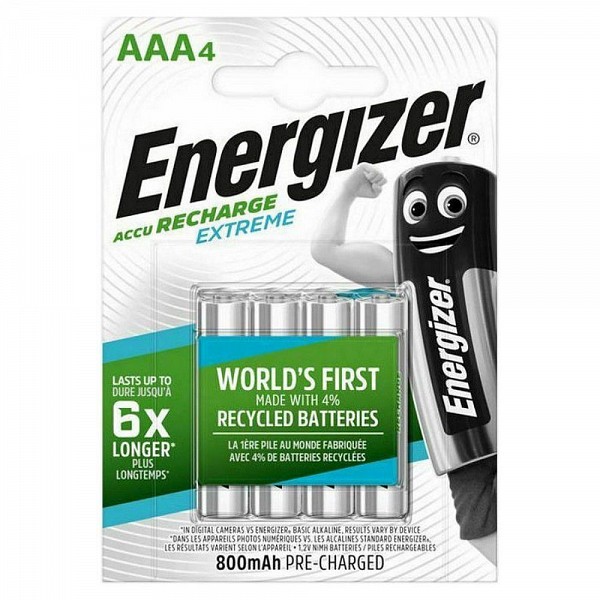 Energizer Extreme Επαναφορτιζόμενες Μπαταρίες AAA Ni-MH 800mAh 1.2V 4τμχ 4609613