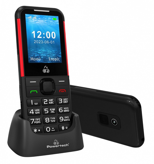 POWERTECH κινητό τηλέφωνο Sentry 4G, SOS Call, με φακό, μαύρο PTM-33