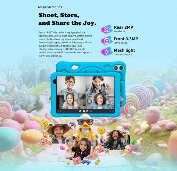 TECLAST tablet P85T Kids, 8 HD, 4/64GB, Android 13, 5000mAh, μπλε P85T-KIDS
