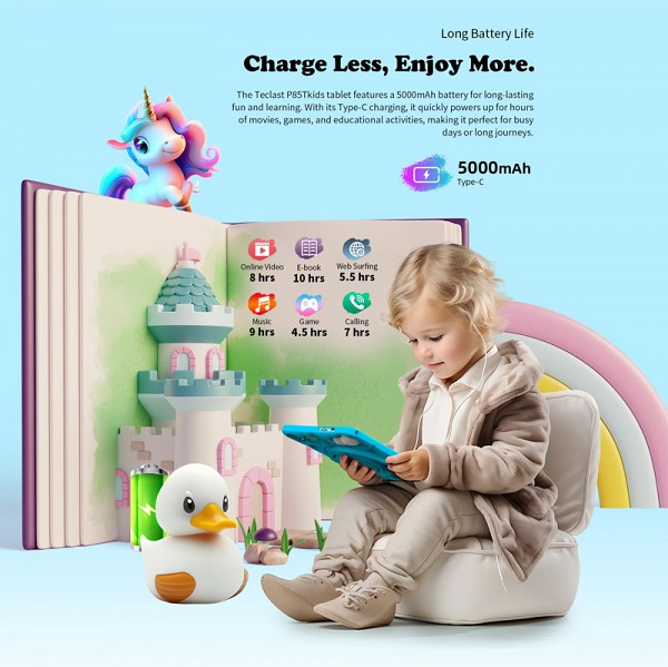 TECLAST tablet P85T Kids, 8 HD, 4/64GB, Android 13, 5000mAh, μπλε P85T-KIDS