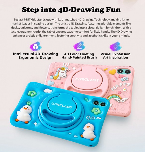 TECLAST tablet P85T Kids, 8 HD, 4/64GB, Android 13, 5000mAh, μπλε P85T-KIDS