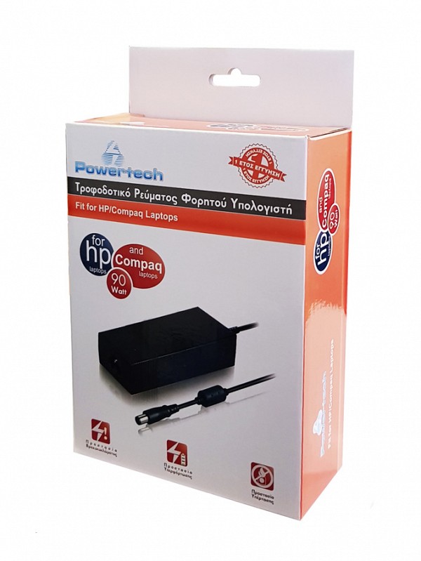 POWERTECH τροφοδοτικό laptop για HP, 90W, 18.5V - 4.9A PT-119