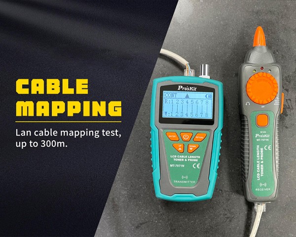 PROSKIT tester καλωδίων δικτύου MT-7071N για RJ45/11/12 & BNC MT-7071N
