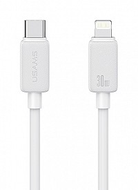 USAMS καλώδιο Lightning σε USB-C US-SJ692, 30W, 480Mbps, 1m, λευκό SJ692USB02