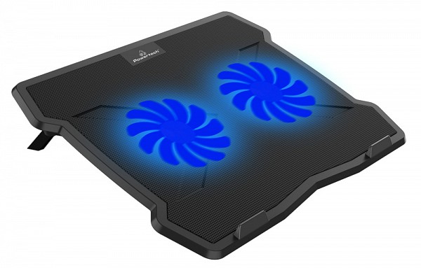 POWERTECH Βάση & ψύξη laptop PT-930, έως 15.6, 2x 125mm fan, LED, μαύρο PT-930