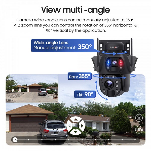 SECTEC smart ηλιακή κάμερα ST-598-6M-4G-20W-EU, 3MP dual lens, 20x zoom, 4G, SD, PTZ ST-598-6M-4G-20W-EU