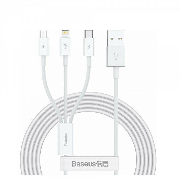 Baseus Superior Series Regular USB to Type-C / Lightning / micro USB Cable 3.5A Λευκό 1.5m (CAMLTYS-02) (BASCAMLTYS02)