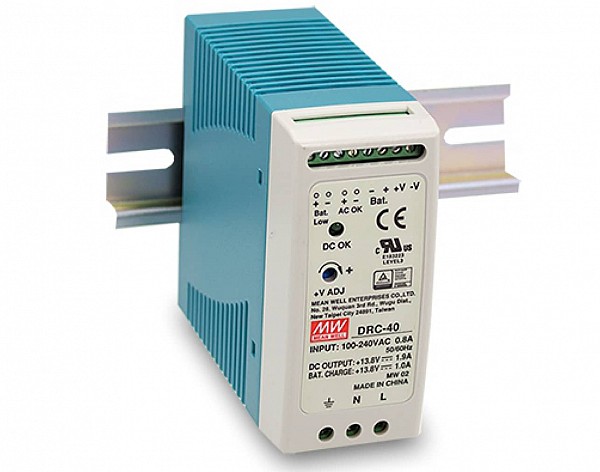 ΤΡΟΦΟΔΟΤΙΚΟ ΡΑΓΑΣ 40.02W/13.8VDC/1.9A ΜΕ ΦΟΡΤΙΣΤΗ ΜΠΑΤΑΡΙΑΣ (UPS) DRC-40A MEAN WELL