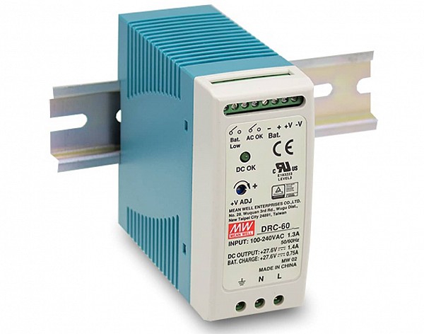 ΤΡΟΦΟΔΟΤΙΚΟ ΡΑΓΑΣ 59.34W/13.8VDC/2.8A ΜΕ ΦΟΡΤΙΣΤΗ ΜΠΑΤΑΡΙΑΣ (UPS) DRC-60A MEAN WELL