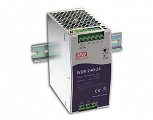 ΤΡΟΦΟΔΟΤΙΚΟ ΡΑΓΑΣ 240W/24VDC/10A PFC SLIM WIDE INPUT 1Φ, 2Φ WDR-240-24 MEAN WELL