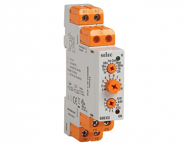 ΧΡΟΝΙΚΟ RELAY ΡΑΓΑΣ 13 ΛΕΙΤΟΥΡΓΙΩΝ 1C/O 20-240VAC/ 12-240VDC 600XU-A-1-CU SELEC
