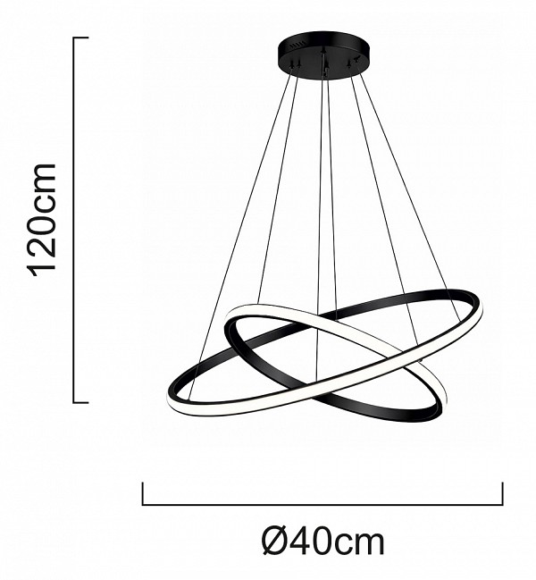 POWERTECH LED φωτιστικό οροφής PT-1525, 25W, 4000K, Φ40x120cm, μαύρο PT-1525