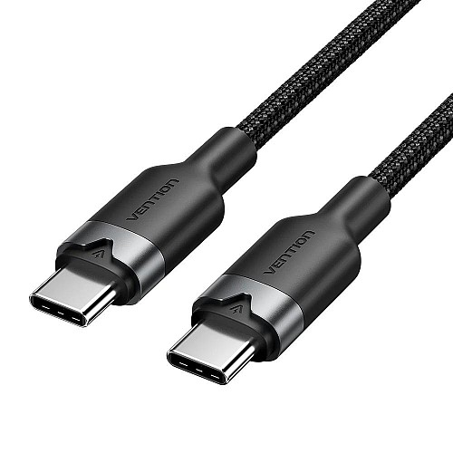 VENTION USB 2.0 Type-C Male to Type-C Male 3A Cable 1M Black Aluminum Alloy Type TRDBF