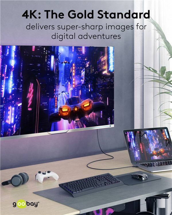GOOBAY καλώδιο HDMI με Ethernet, soft, 4K/60Hz, 18 Gbps, 3m, μαύρο 80104
