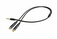 Cablexpert 3.5 mm audio + microphone adapter cable 0.2m metal connectors Black CCA-417M