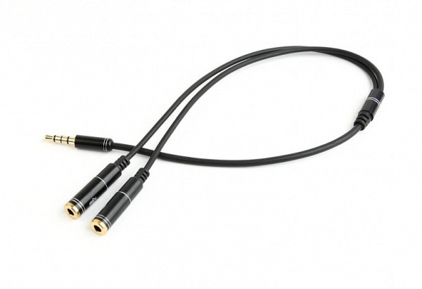 Cablexpert 3.5 mm audio + microphone adapter cable 0.2m metal connectors Black CCA-417M