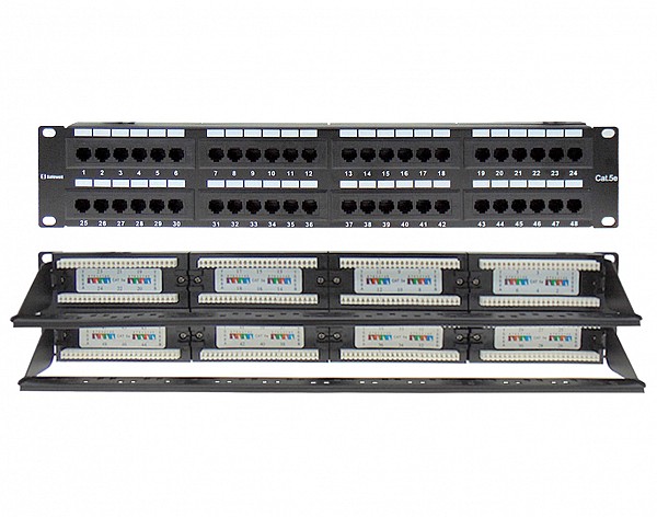 PATCH PANEL CAT5e UTP 48P 19 2U ΜΕ ΟΔΗΓΟ ΚΑΛΩΔΙΩΝ SAFEWELL 04.024.0069