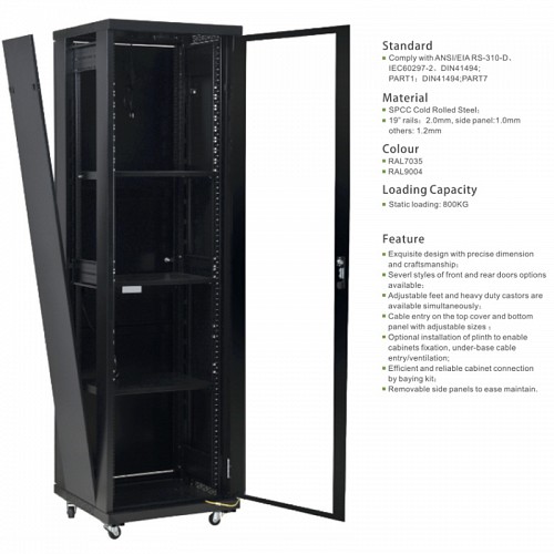 AT RACK ΕΠΙΔΑΠΕΔΙΟ ΔΙΑΤΡΗΤΕΣ ΠΟΡΤΕΣ 19" 42U Π80/Β80 (ΠΕΡΙΕΧΕΙ:ΡΑΦΙΑ,ΑΝΕΜΙΣΤΗΡΕΣ,ΠΟΛ/ΖΟ,ΡΟΔΕΣ) ΑΤ-787J-42U/80
