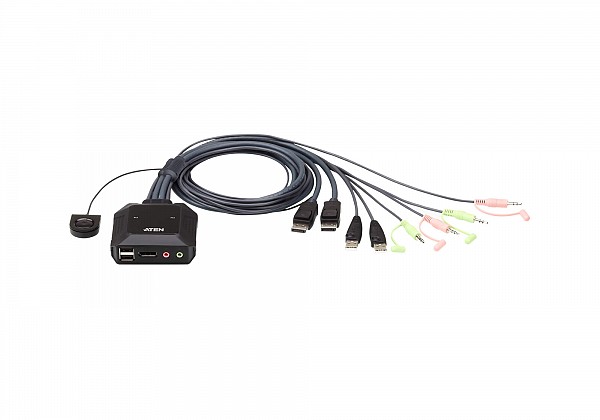 Aten KVM 2PORT DISPLAY PORT/USB ΜΕ ΗΧΟ ΕΝΣΩΜΑΤΩΜΕΝΑ ΚΑΛΩΔΙΑ CS22DP