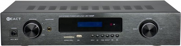 REACT Στερεοφωνικός Ενισχυτής BLUETOOTH USB/SD/MP3/FM με 4 Εξόδους A/B και είσοδο PHONO AV-1305P
