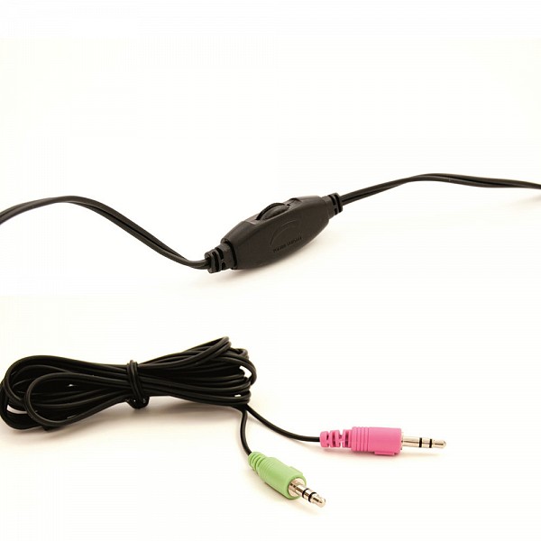 Ewent Headphone 2x3.5mm Jack, 2.1m, Black with microphone EW3563