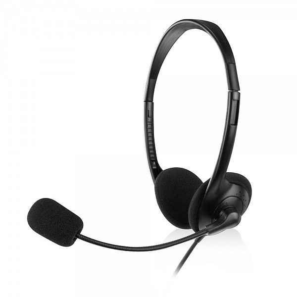 Ewent Headphone 2x3.5mm Jack, 2.1m, Black with microphone EW3563