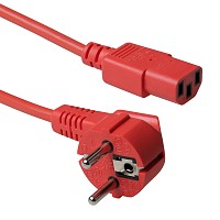ACT Powercord mains connector CEE 7/7 male (angled) - C13 red 1.8m AK5130
